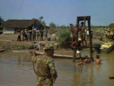 constructing a canal bridge at FOB My Dien I (March 70)
