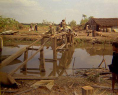 constructing a canal bridge at FOB My Dien I (March 70)
