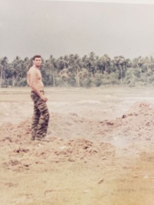 20230426_A421_John Aerts
SGT John Aerts (Weapons SGT) overlooking crater after an obsolete ordnance disposal operation which took place outside the camp perimeter.
Keywords: SGT Aerts EOD Op